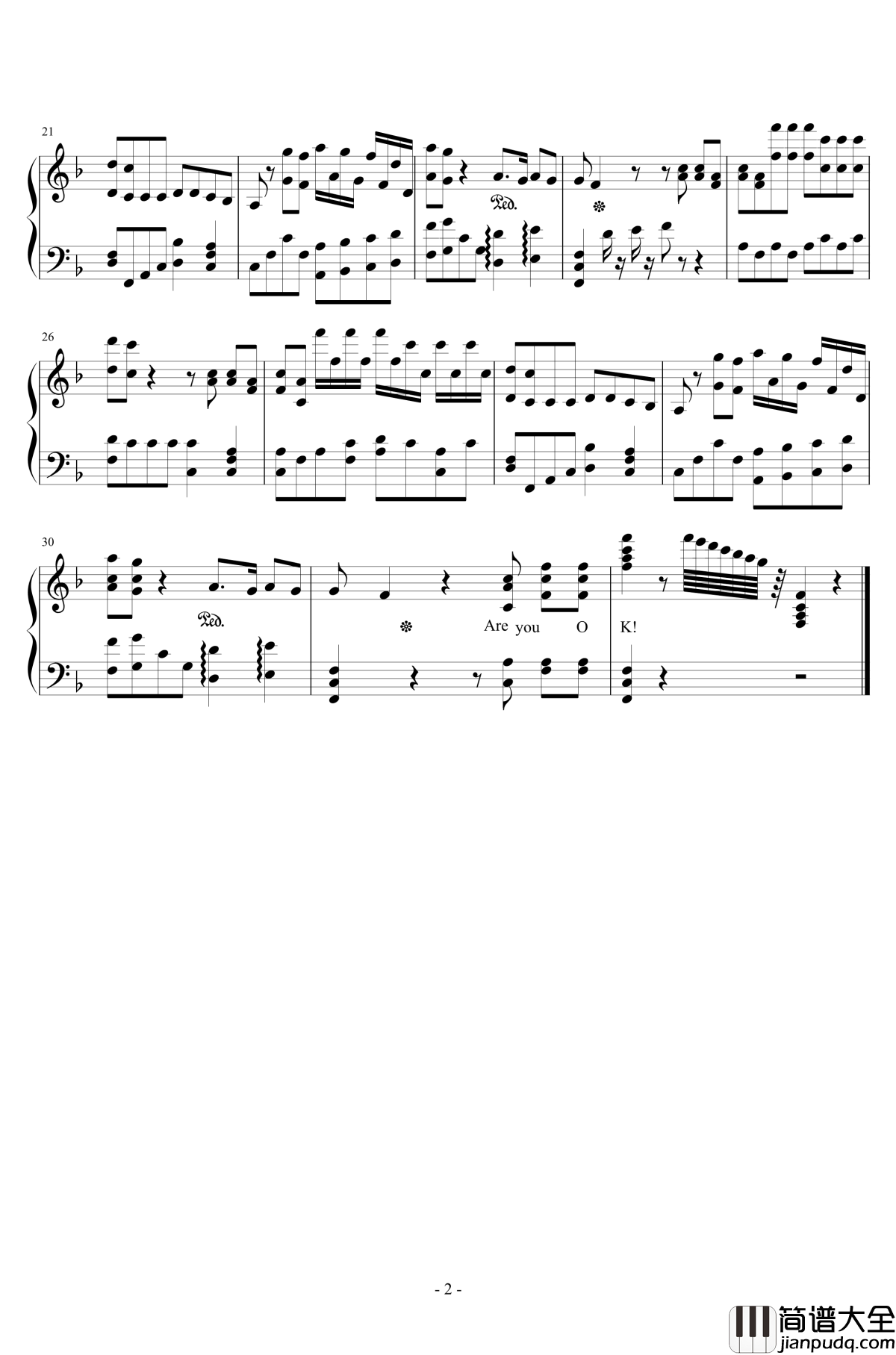 Are_you_OK钢琴谱_小米_雷军