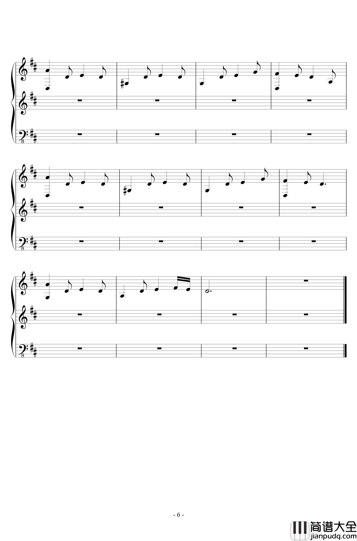 Fallen_Down钢琴谱_Reprise_undertale