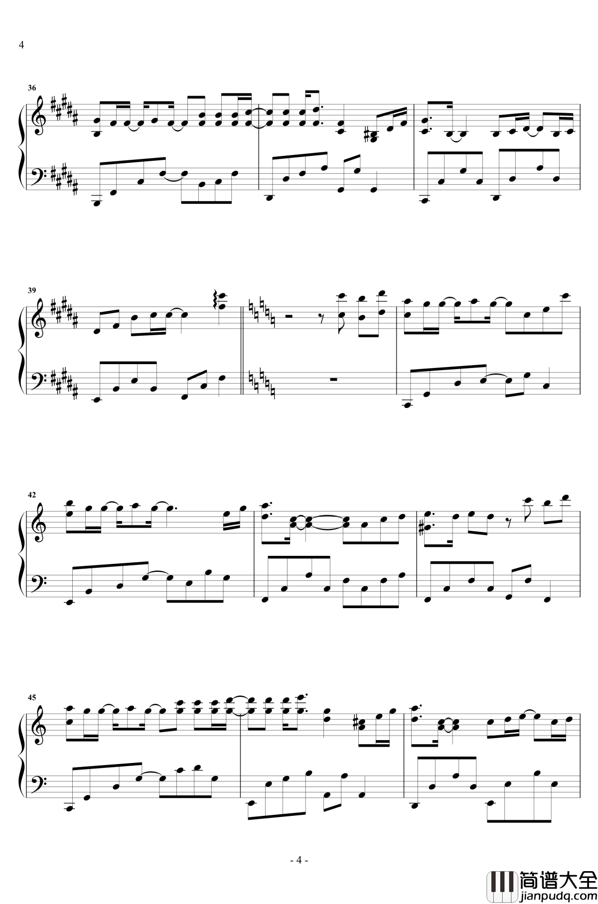 心不由己钢琴谱_华丽独奏_郁可唯