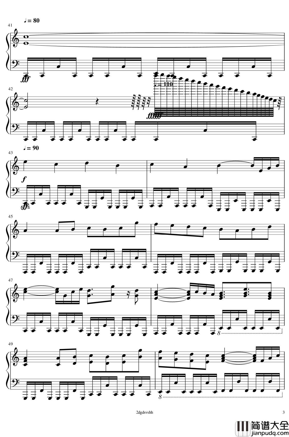 卡农摇滚版钢琴谱_钢琴_帕赫贝尔_Pachelbel