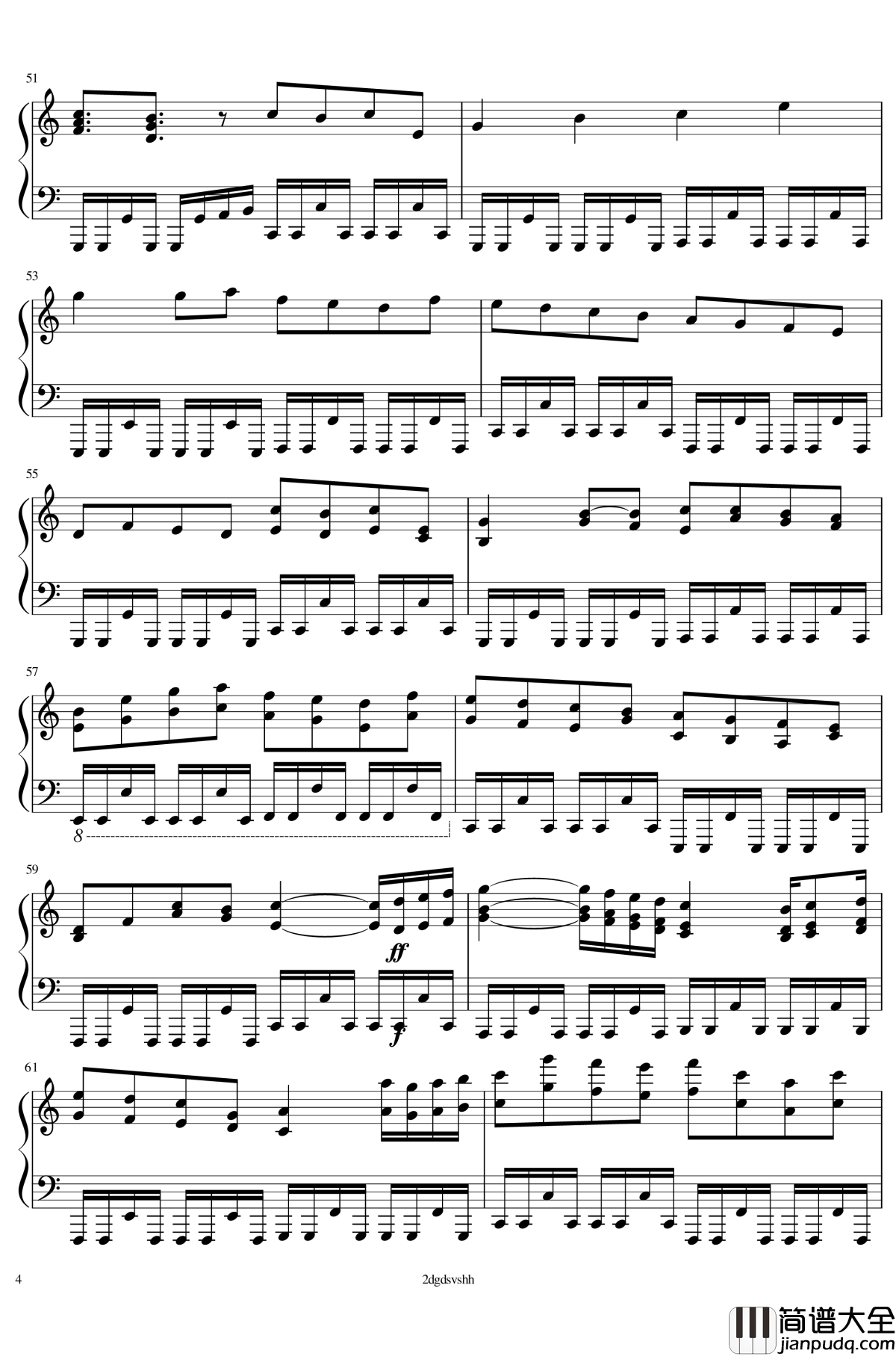 卡农摇滚版钢琴谱_钢琴_帕赫贝尔_Pachelbel