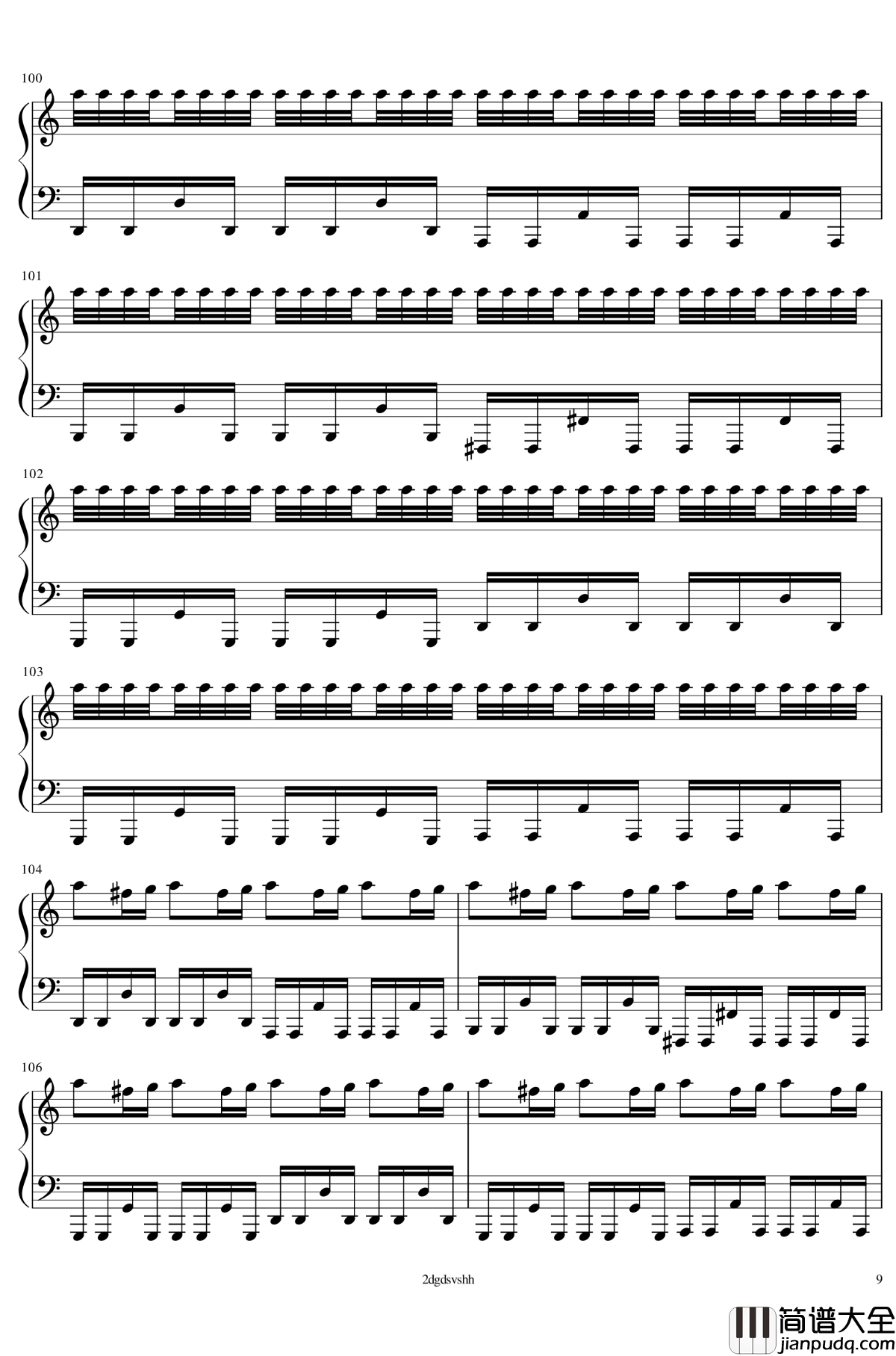 卡农摇滚版钢琴谱_钢琴_帕赫贝尔_Pachelbel