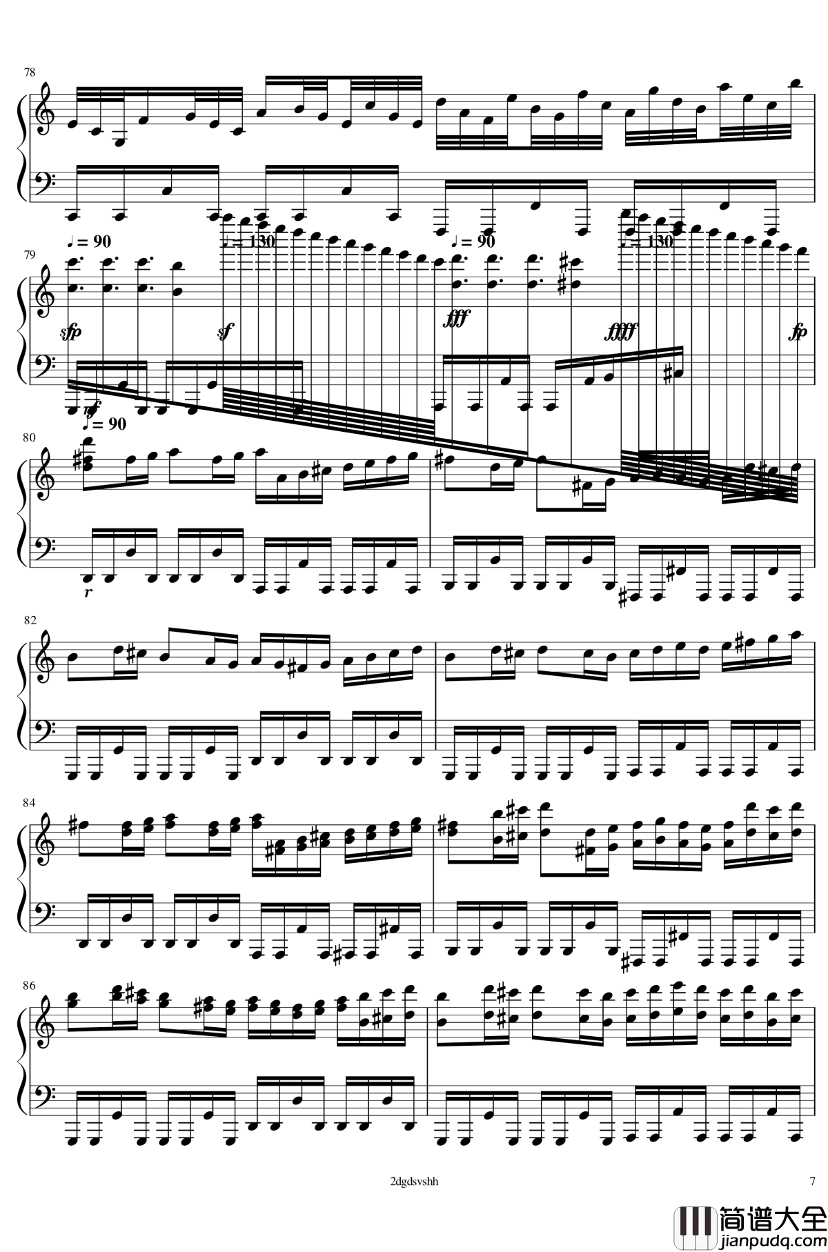 卡农摇滚版钢琴谱_钢琴_帕赫贝尔_Pachelbel