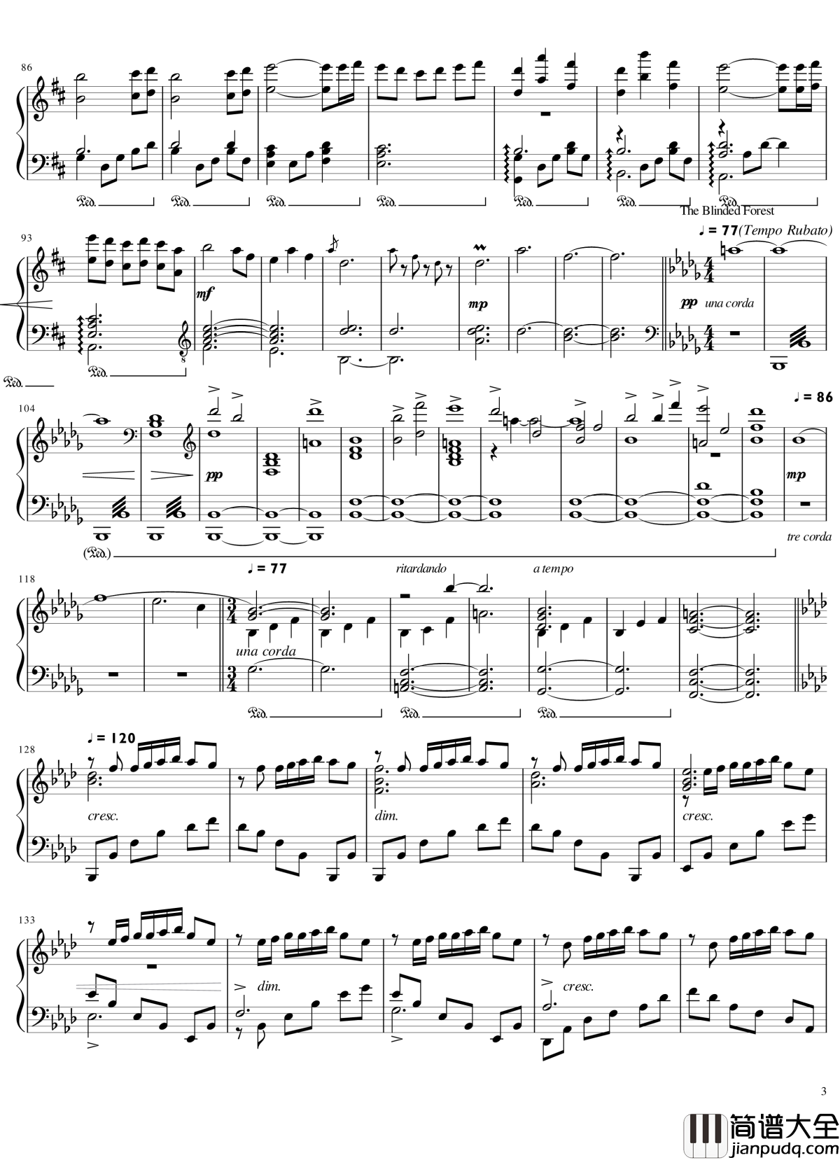 Ori_and_The_Blind_Forest钢琴谱_未知的时空