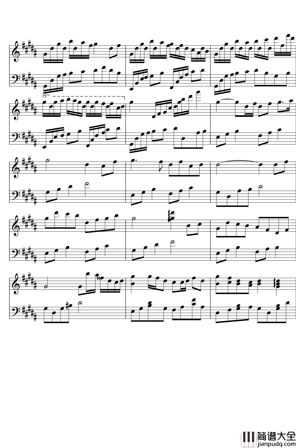 琴键上的女孩钢琴谱_Handsome_Ju