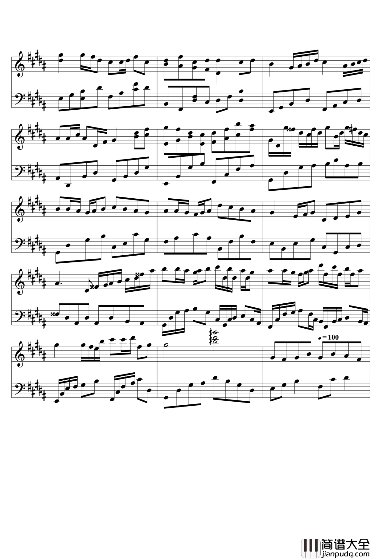 琴键上的女孩钢琴谱_Handsome_Ju