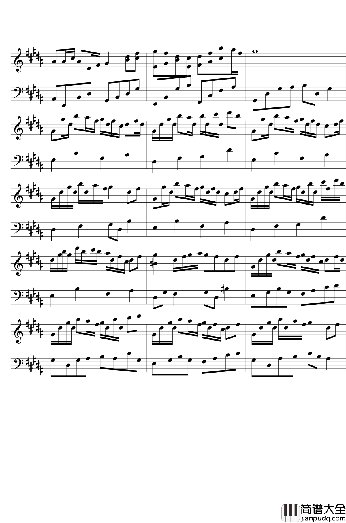 琴键上的女孩钢琴谱_Handsome_Ju