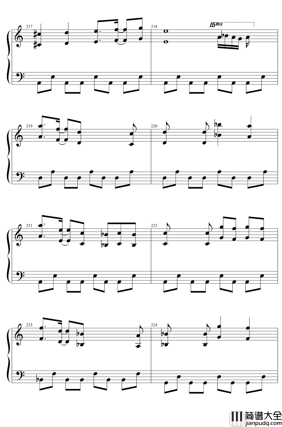 東方２１曲メドレー钢琴谱_东方project