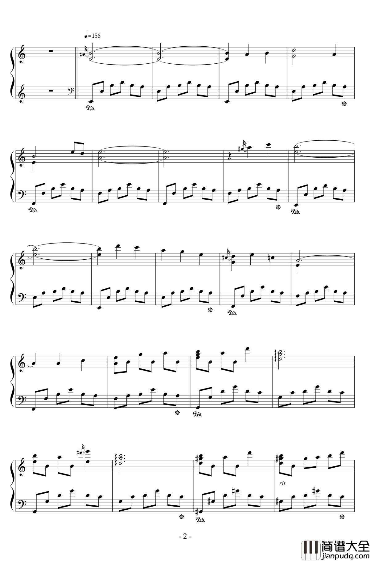 绯想天钢琴谱_东方绯想天_东方project