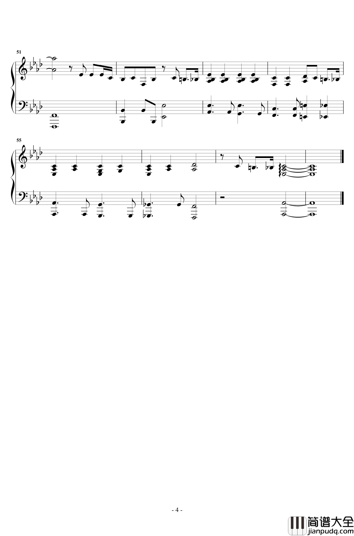 戒烟钢琴谱_李荣浩