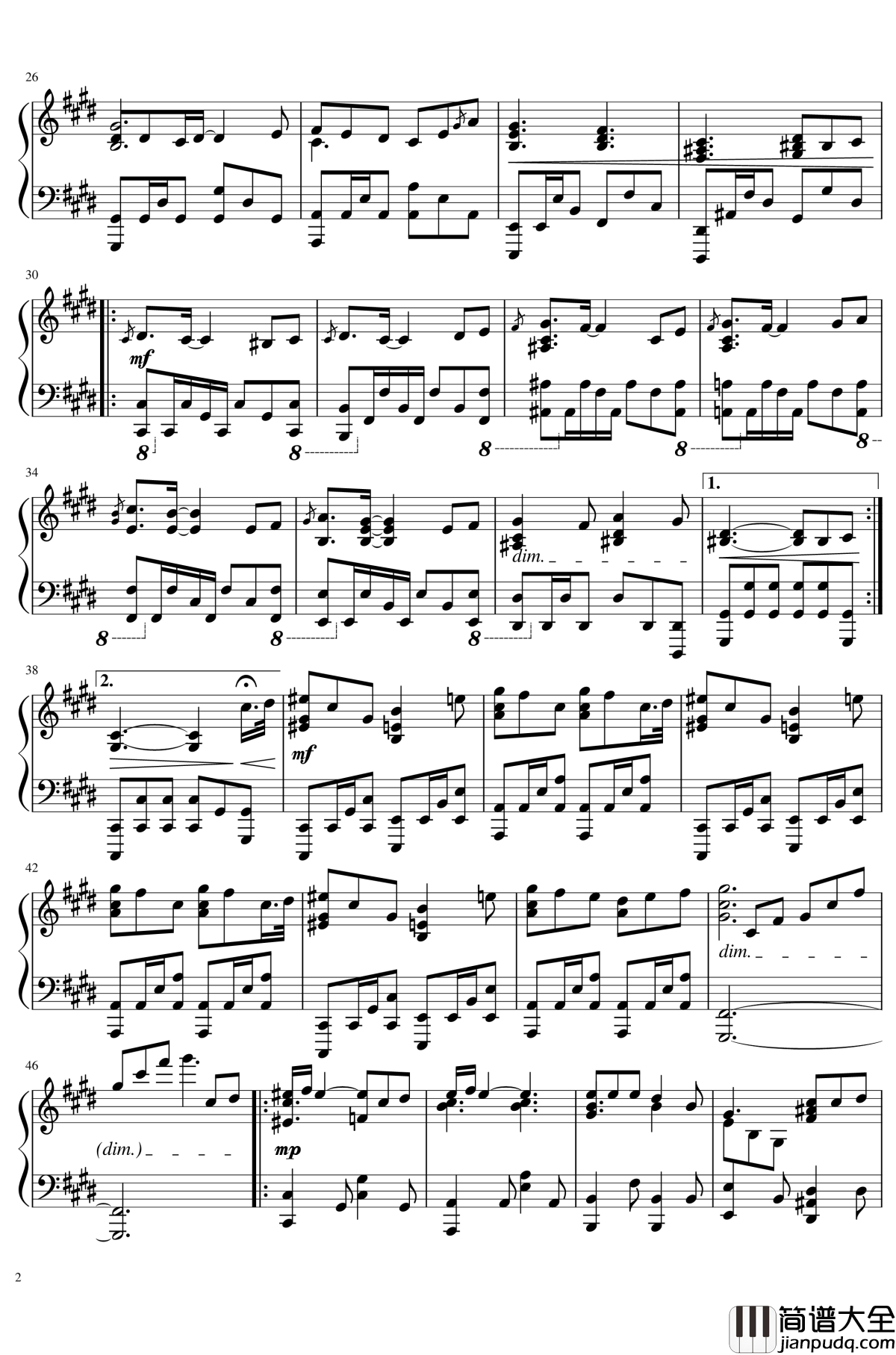 狼与香辛料OST钢琴谱_旅の途中Full_Version_狼与香辛料