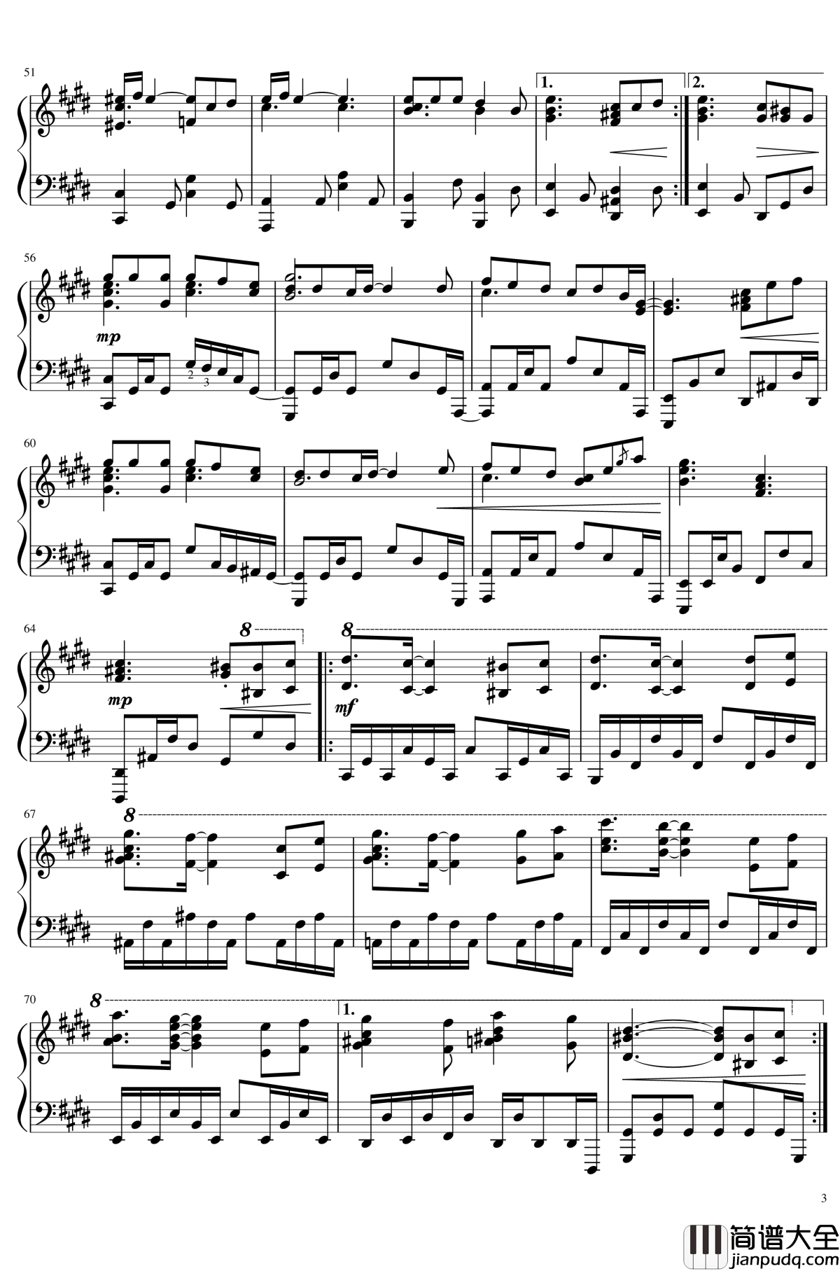 狼与香辛料OST钢琴谱_旅の途中Full_Version_狼与香辛料