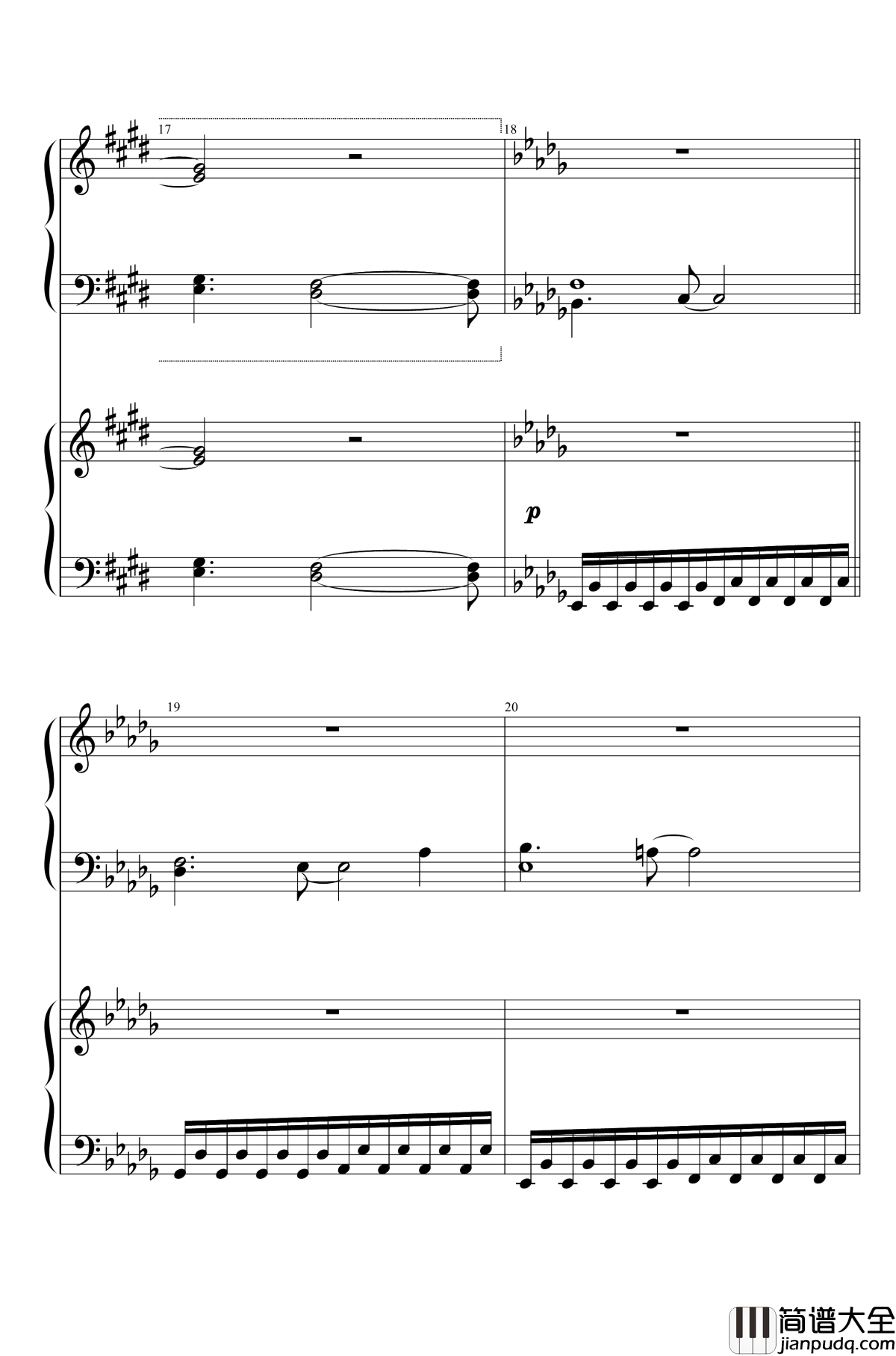 NecroFantasia钢琴谱_双钢琴_东方project_东方妖妖梦