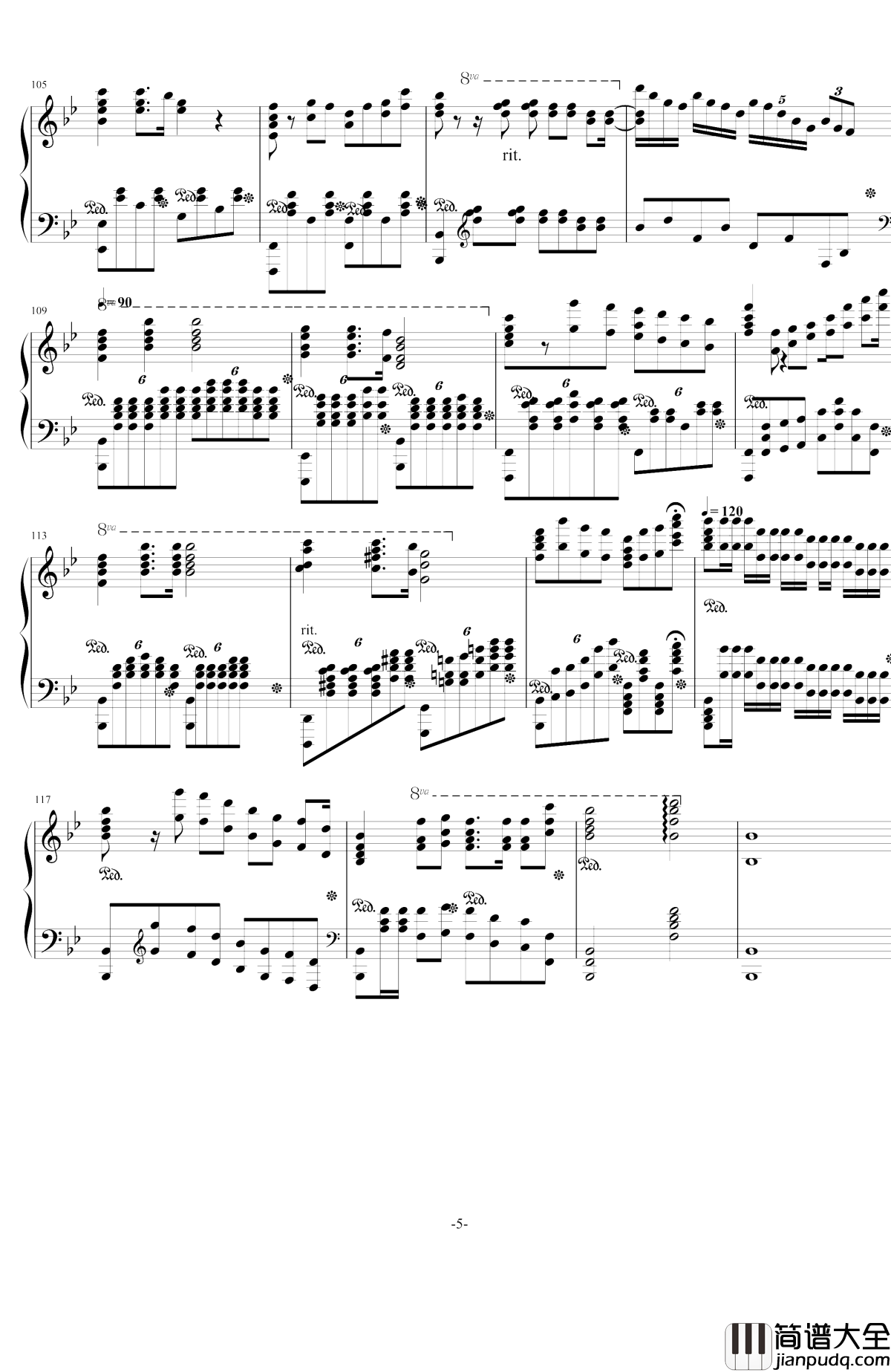 闪闪的红星幻想曲钢琴谱_傅庚辰