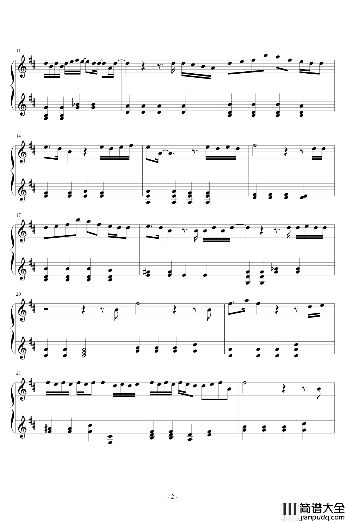 If_You钢琴谱_D大调钢琴简易独奏版_BigBang