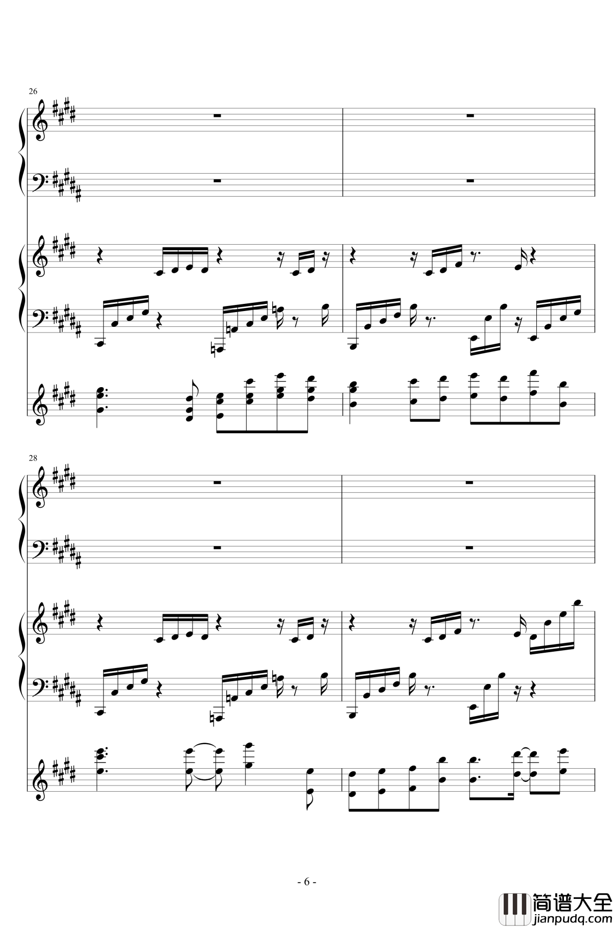 风对雨的轻语钢琴谱_Dark小灭酱