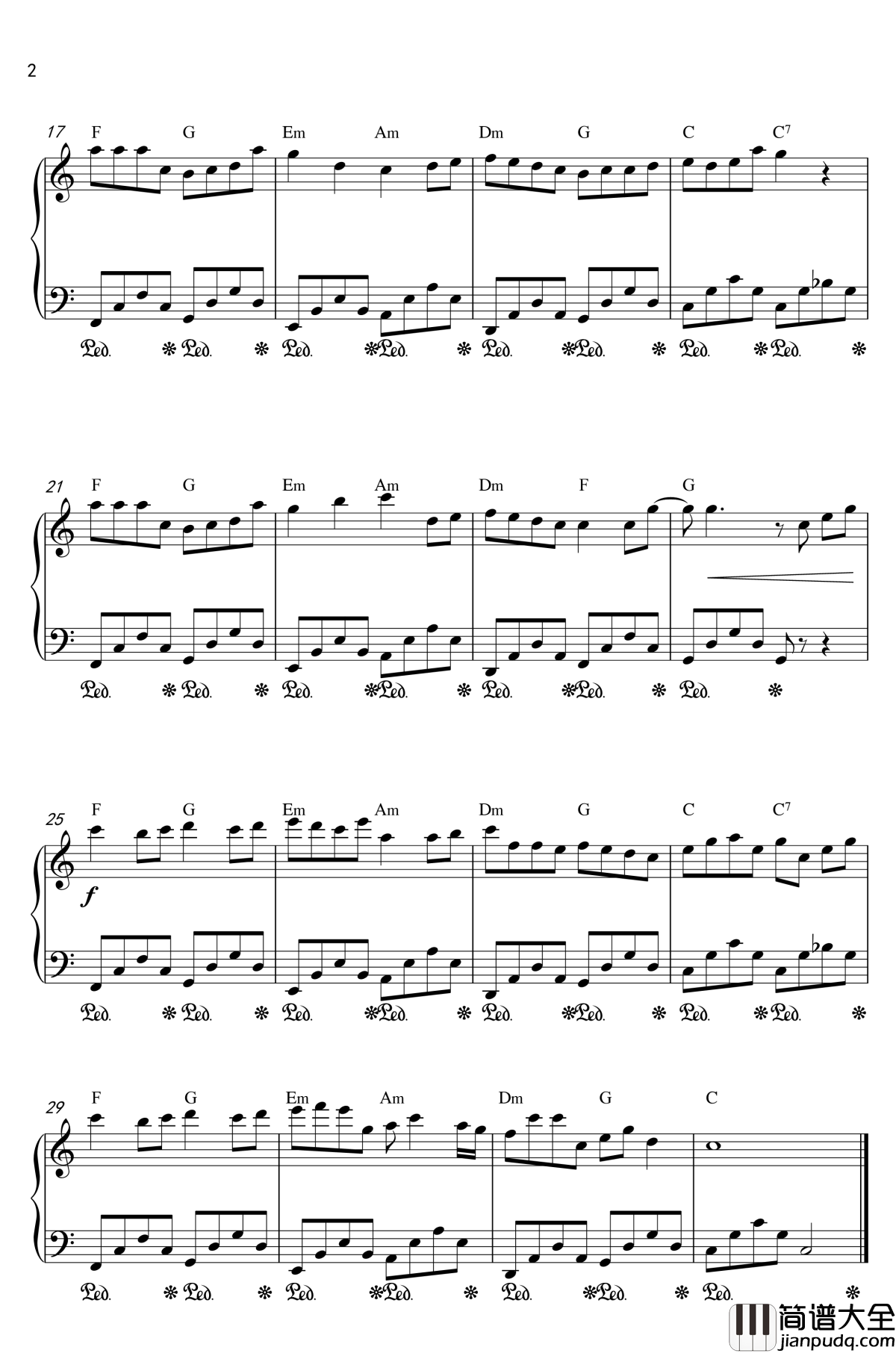 幸福就是钢琴谱_刘若英