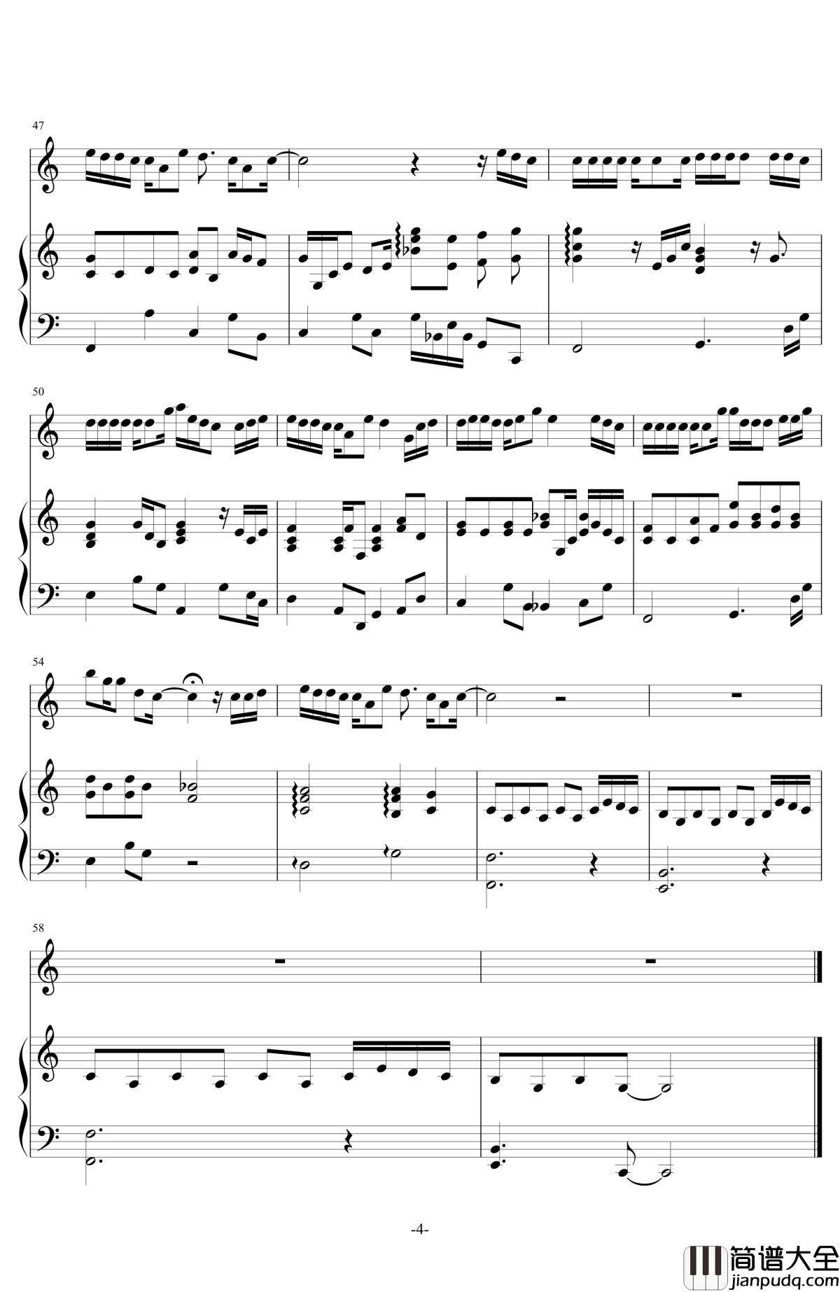 爸爸妈妈钢琴谱_伴奏_李荣浩