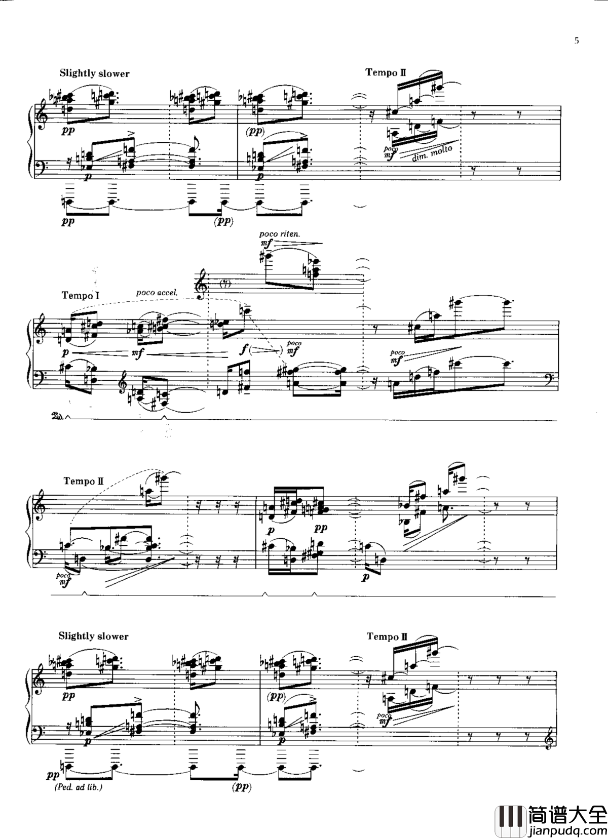 雨树素描II钢琴谱_武满彻