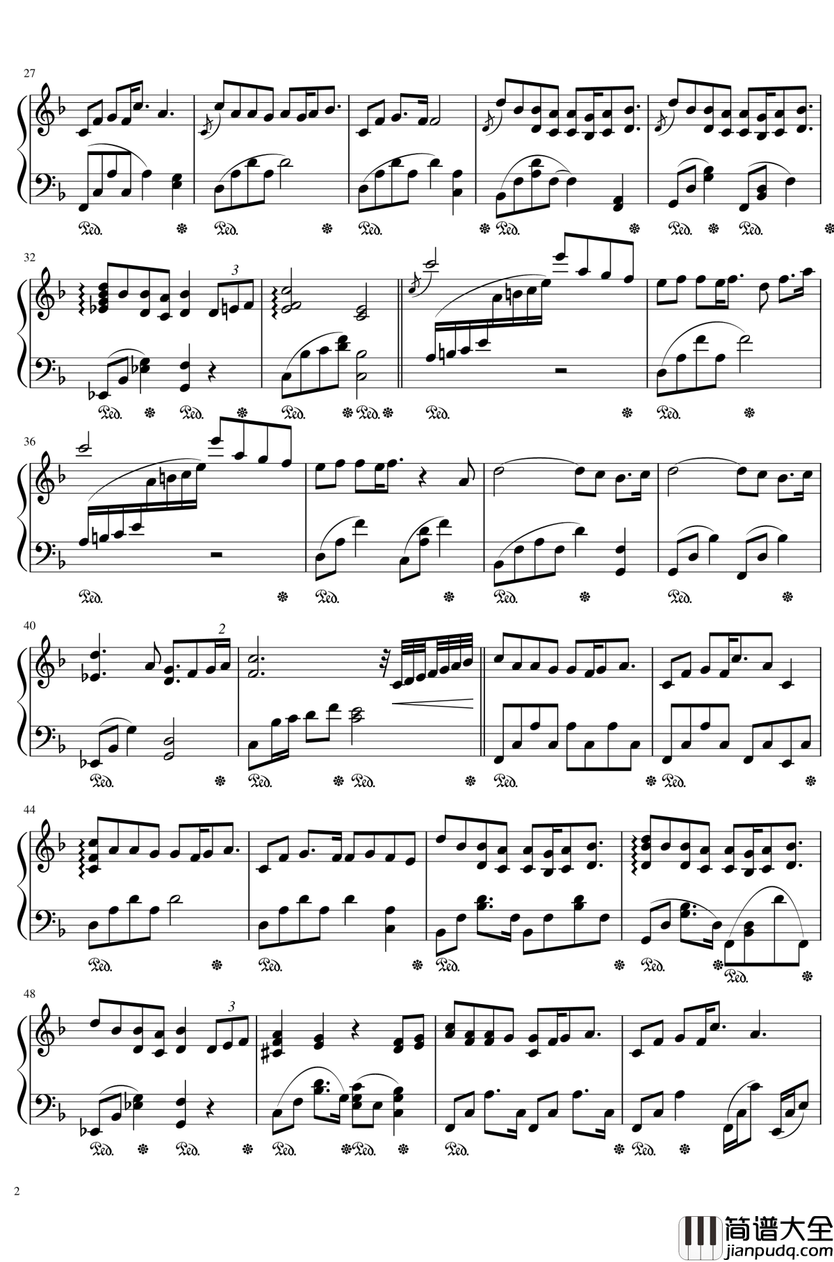 死心眼钢琴谱_李伟菘