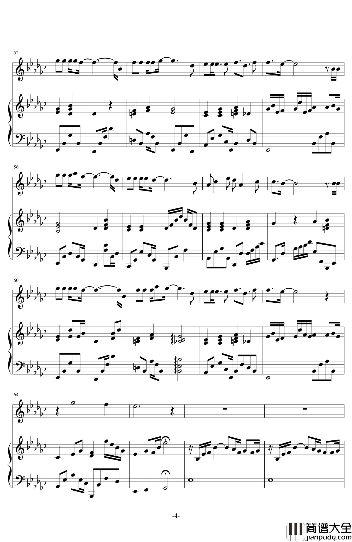 最远的距离钢琴谱_伴奏_黄致列