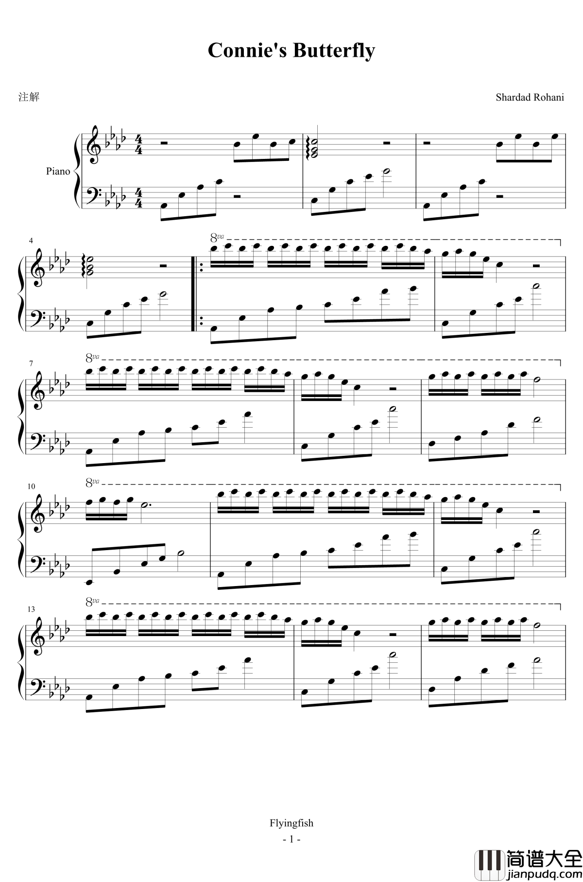 Connies_Butterfly钢琴谱_Shardad_Rohani