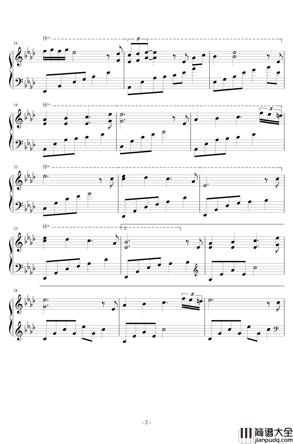 美少女万华镜2BGM钢琴谱_空虚的祈祷_美少女万华镜