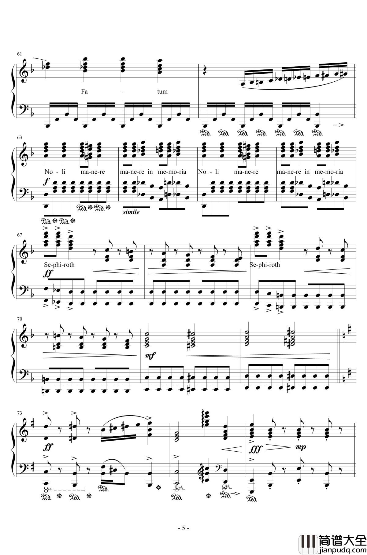 再临：单翼天使钢琴谱_植松伸夫