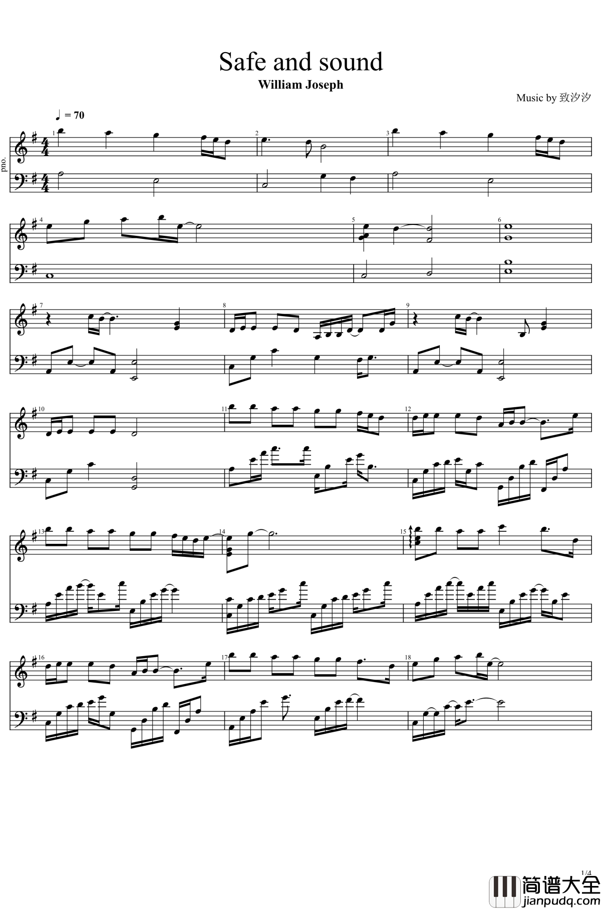 safe_and_Sound钢琴谱_饥饿游戏