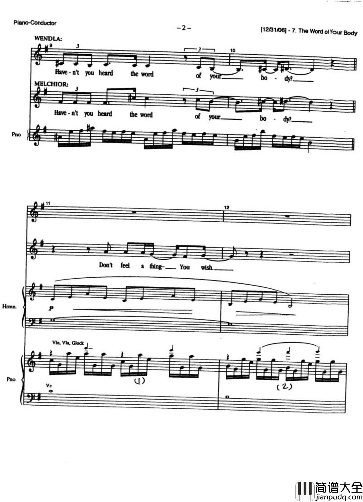 The_word_of_your_body钢琴谱_Duncan_Sheik