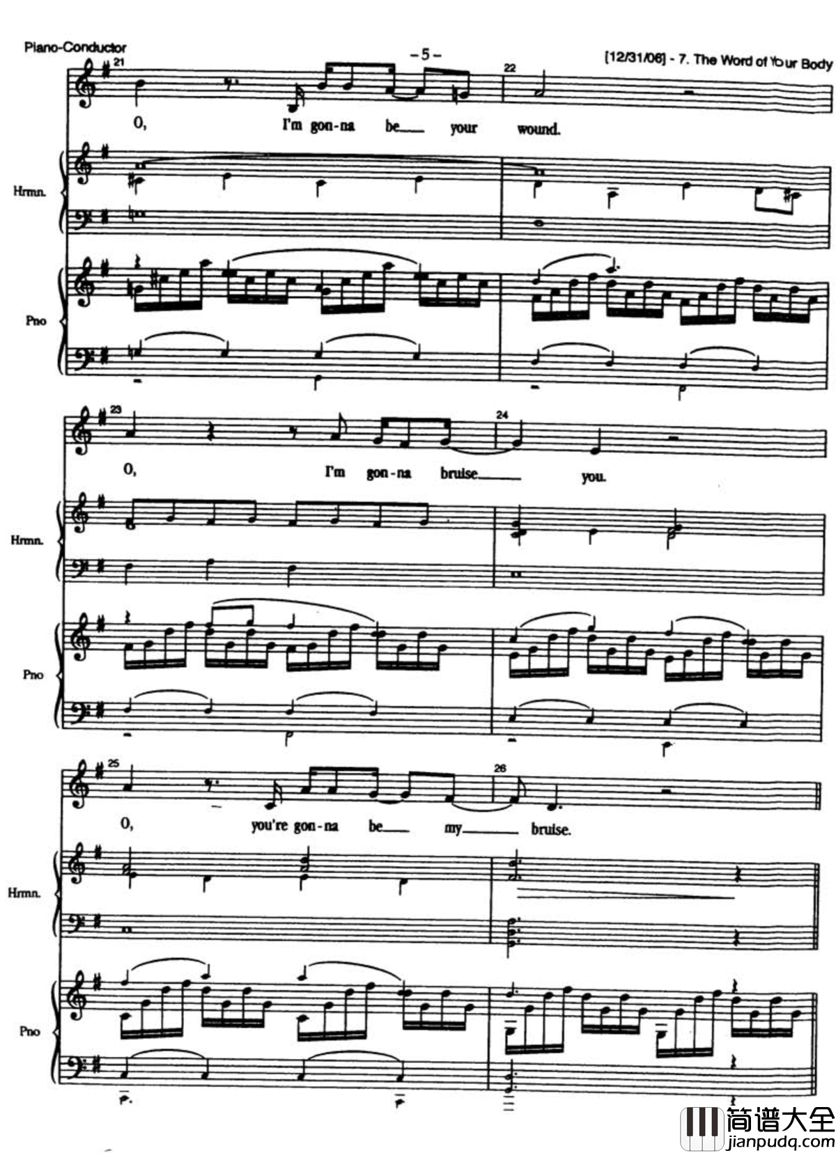 The_word_of_your_body钢琴谱_Duncan_Sheik