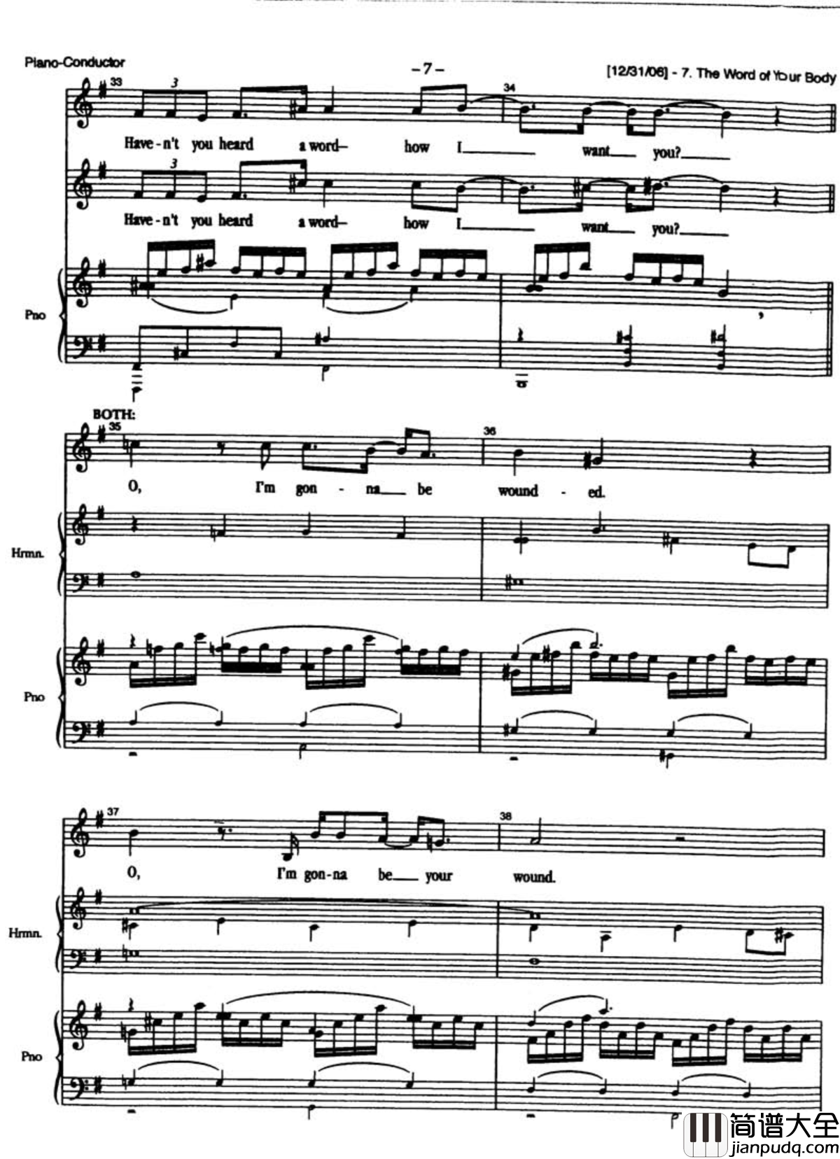 The_word_of_your_body钢琴谱_Duncan_Sheik