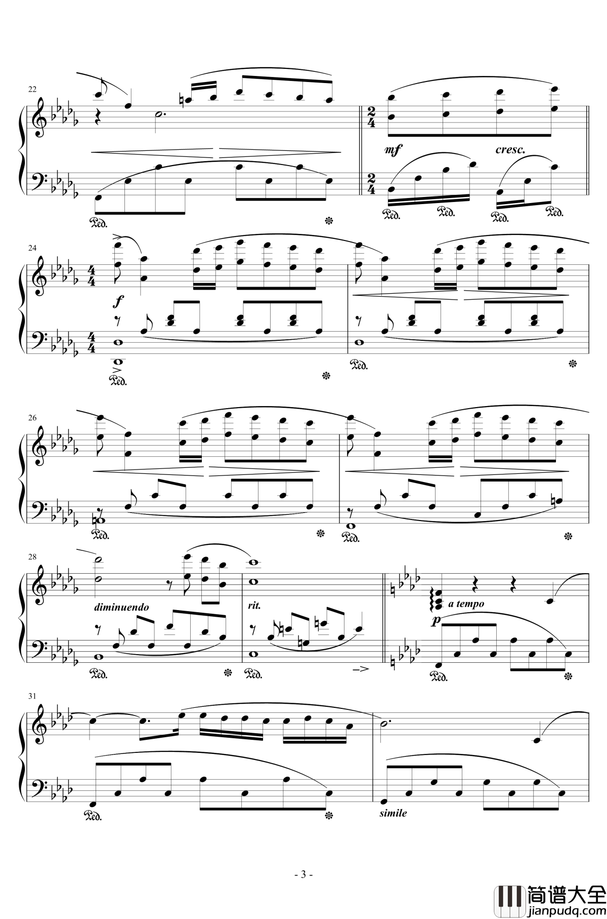 秋日私语钢琴谱_克莱德曼