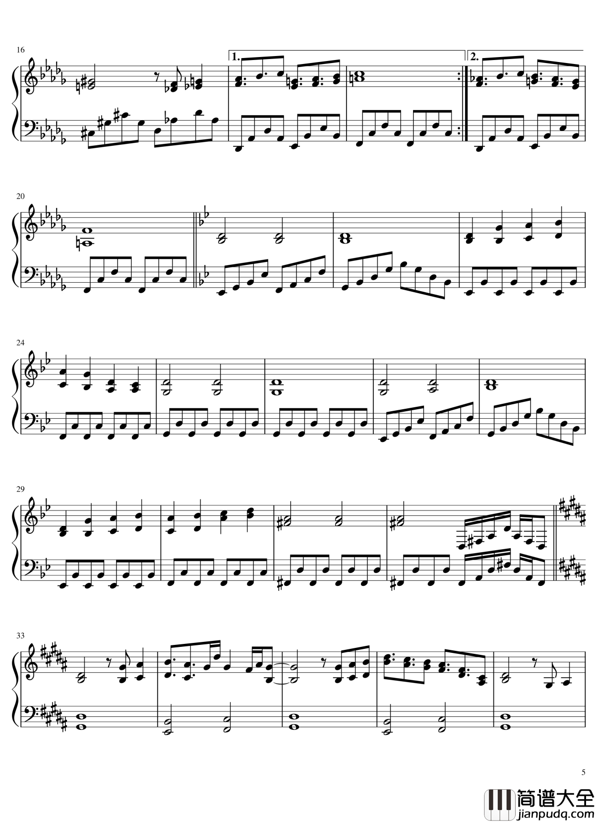 风神录全曲钢琴谱_东方project