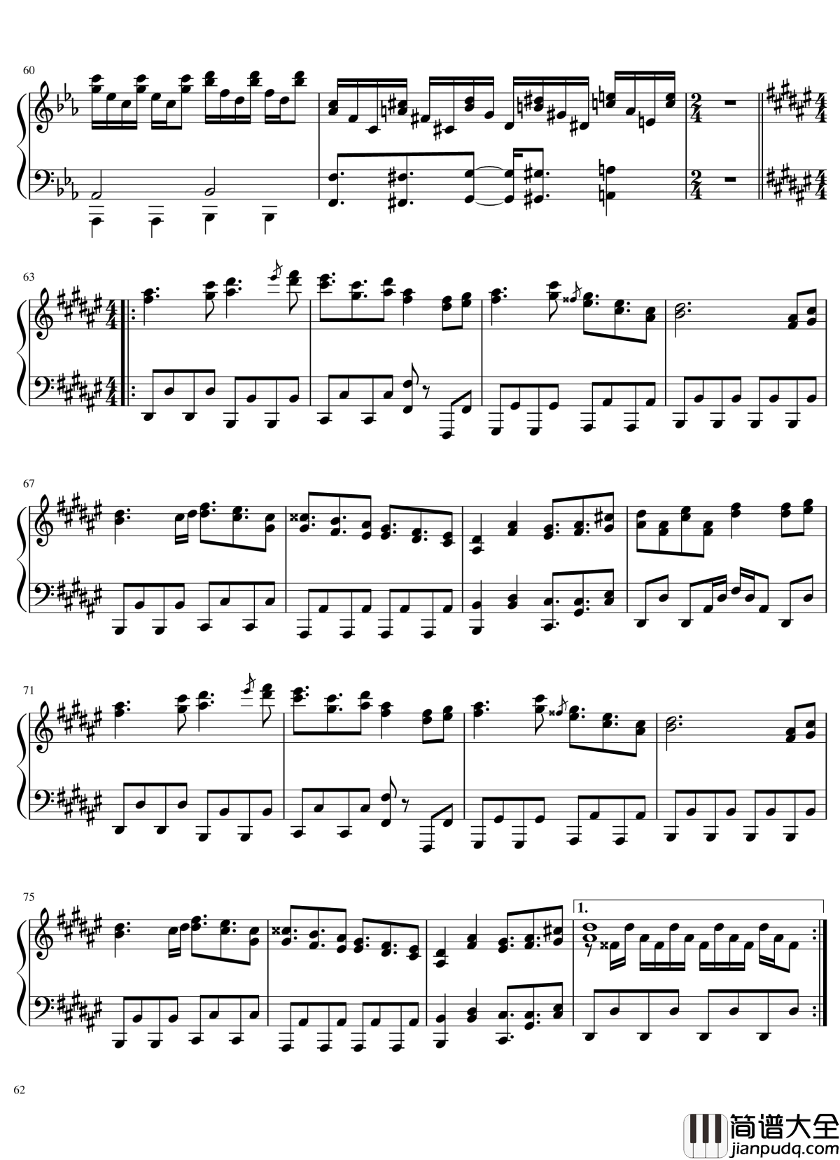 风神录全曲钢琴谱_东方project