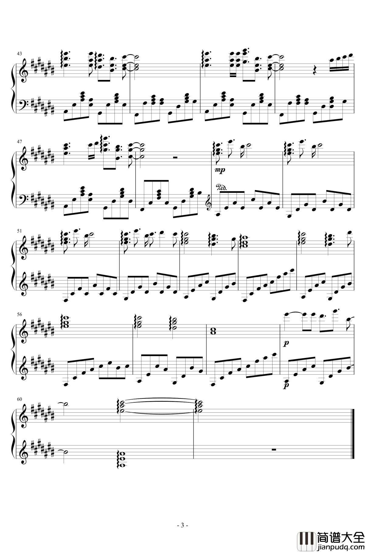 あの原野钢琴谱_钢琴独奏_Dark小灭酱