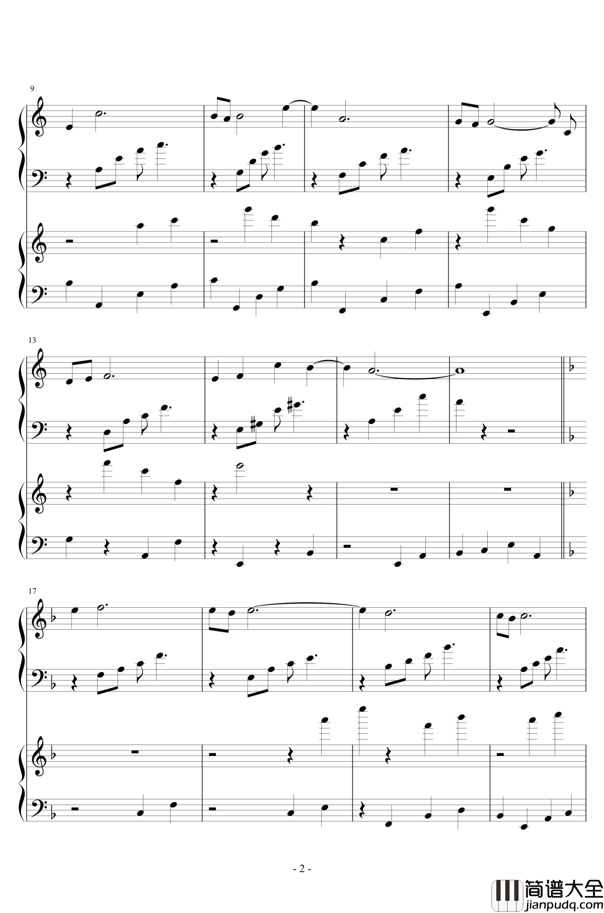 镇魂之歌钢琴谱_总谱_小花仙