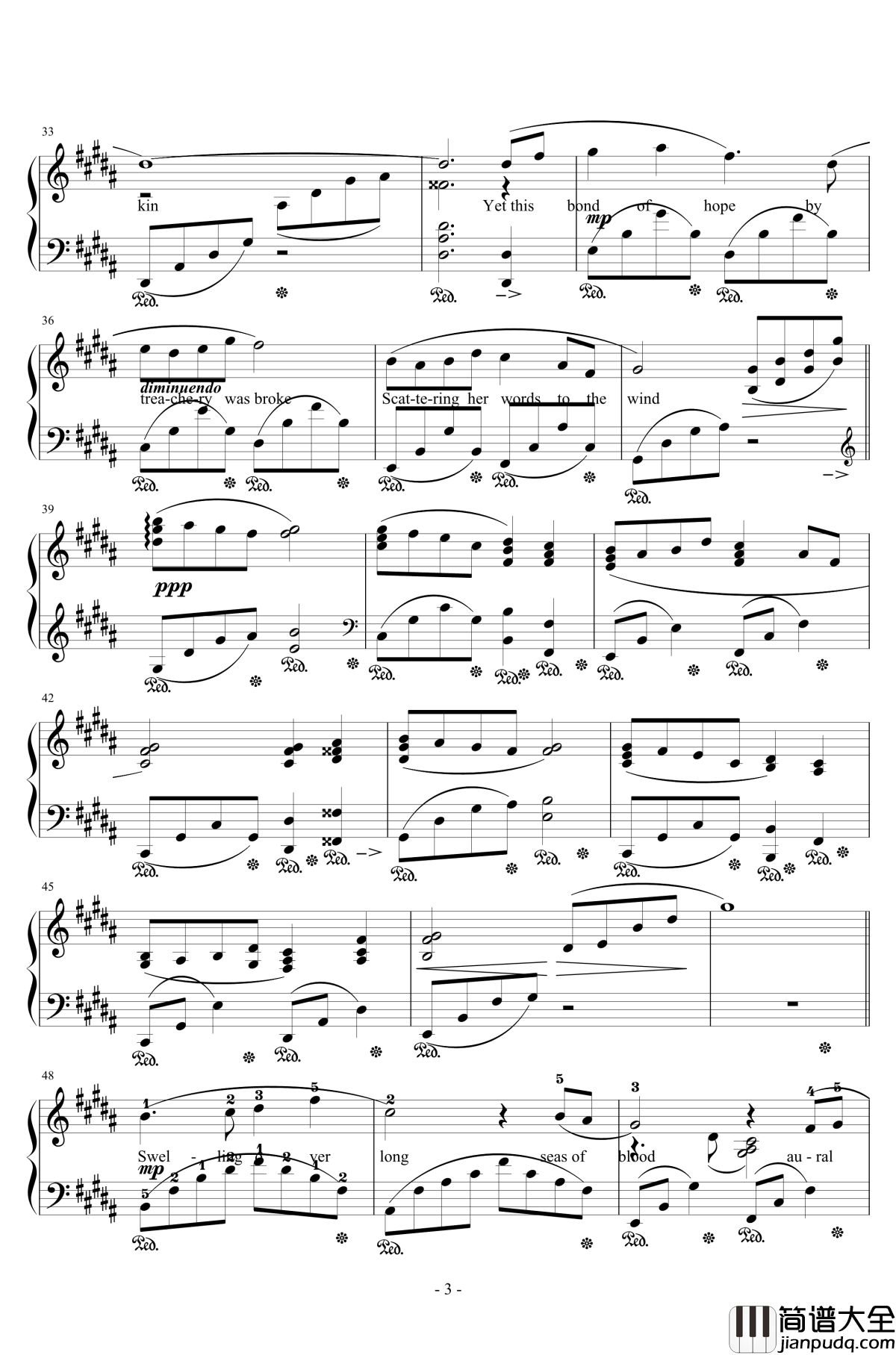 DRAGONSONG钢琴谱_Distant_Worlds_IV_Susan_Calloway