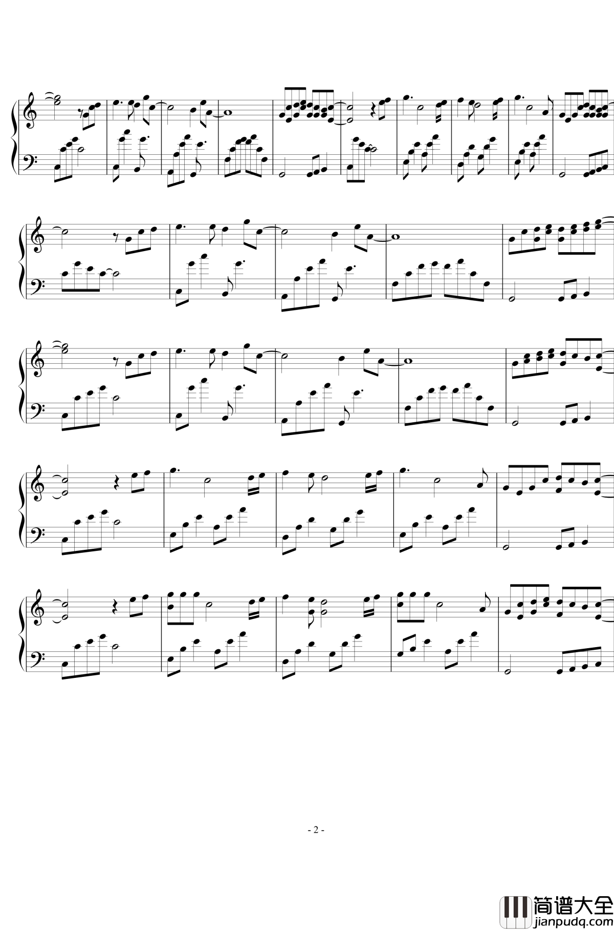 安妮的仙境钢琴谱_CA大调_班得瑞_Bandari