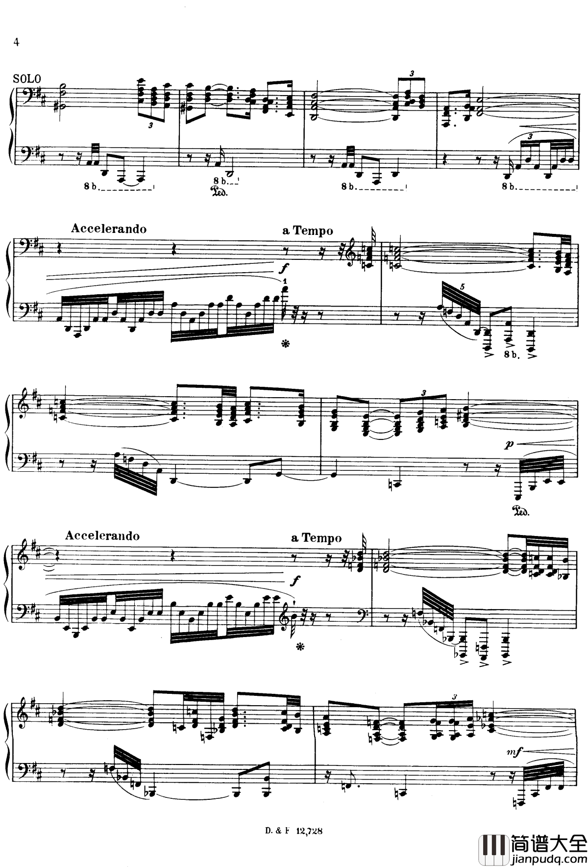 左手钢琴协奏曲钢琴谱_拉威尔_Ravel