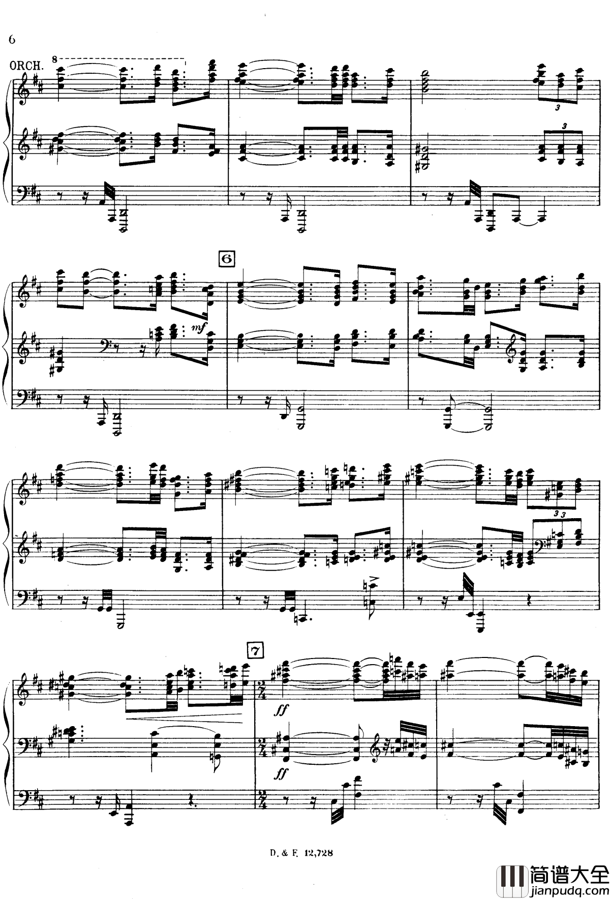 左手钢琴协奏曲钢琴谱_拉威尔_Ravel