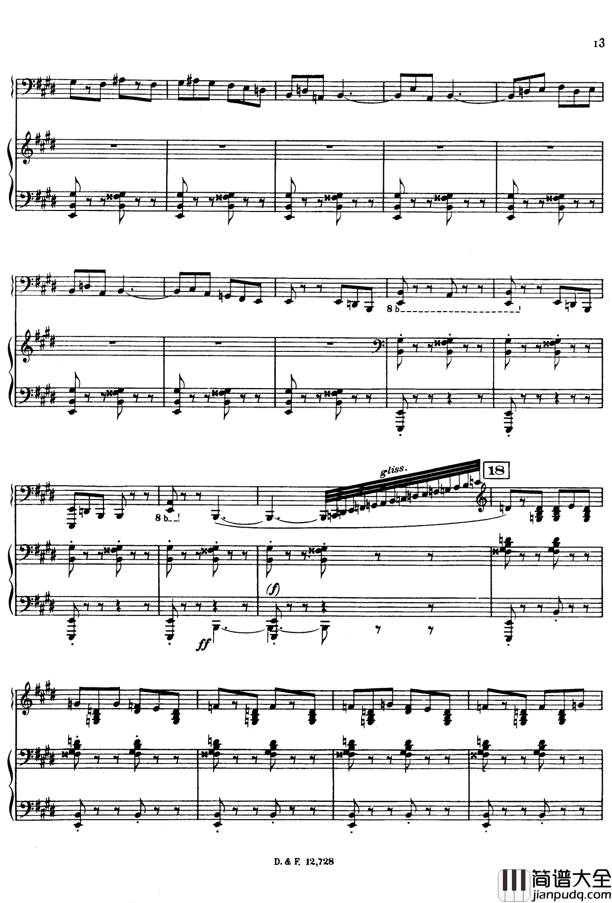 左手钢琴协奏曲钢琴谱_拉威尔_Ravel