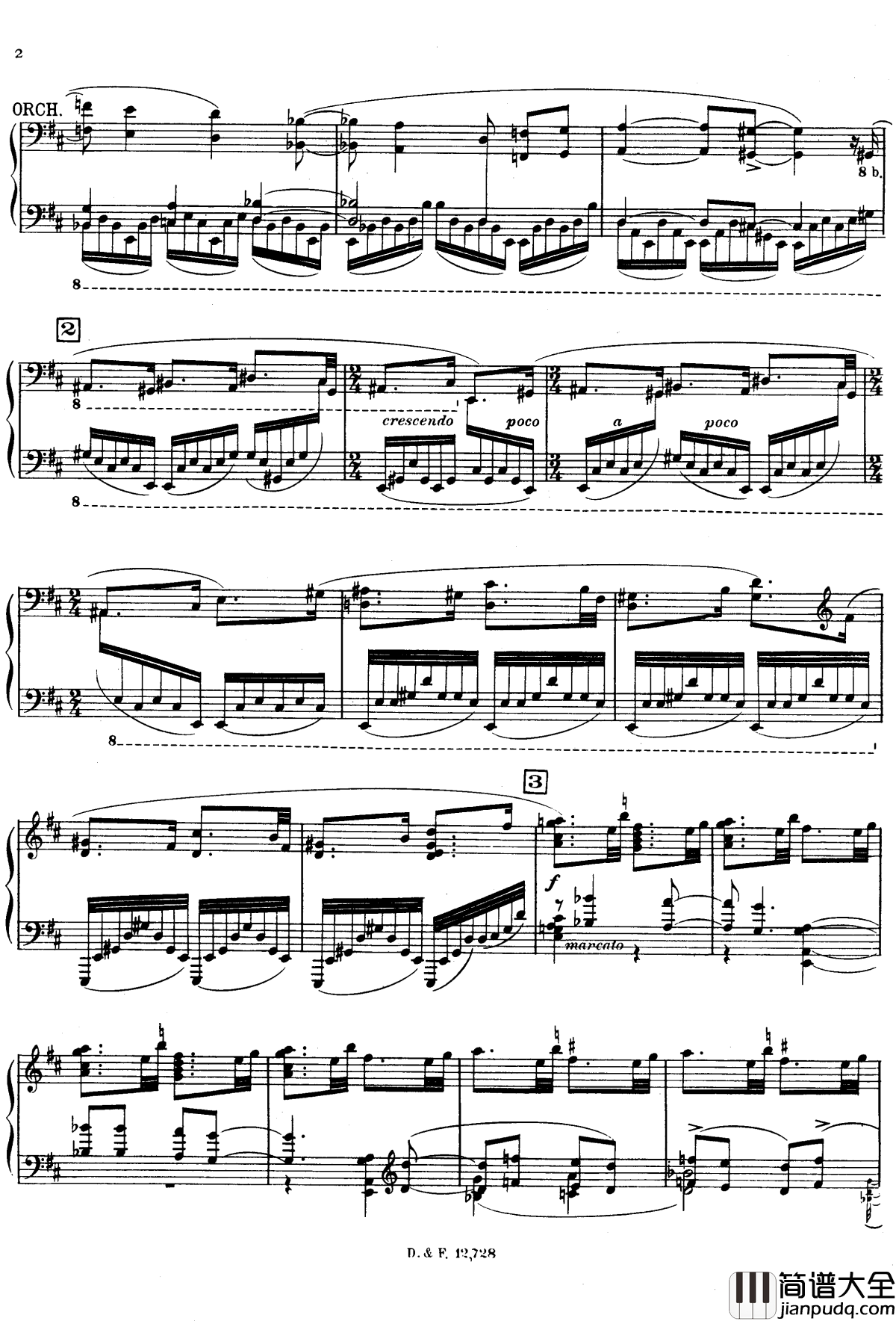 左手钢琴协奏曲钢琴谱_拉威尔_Ravel