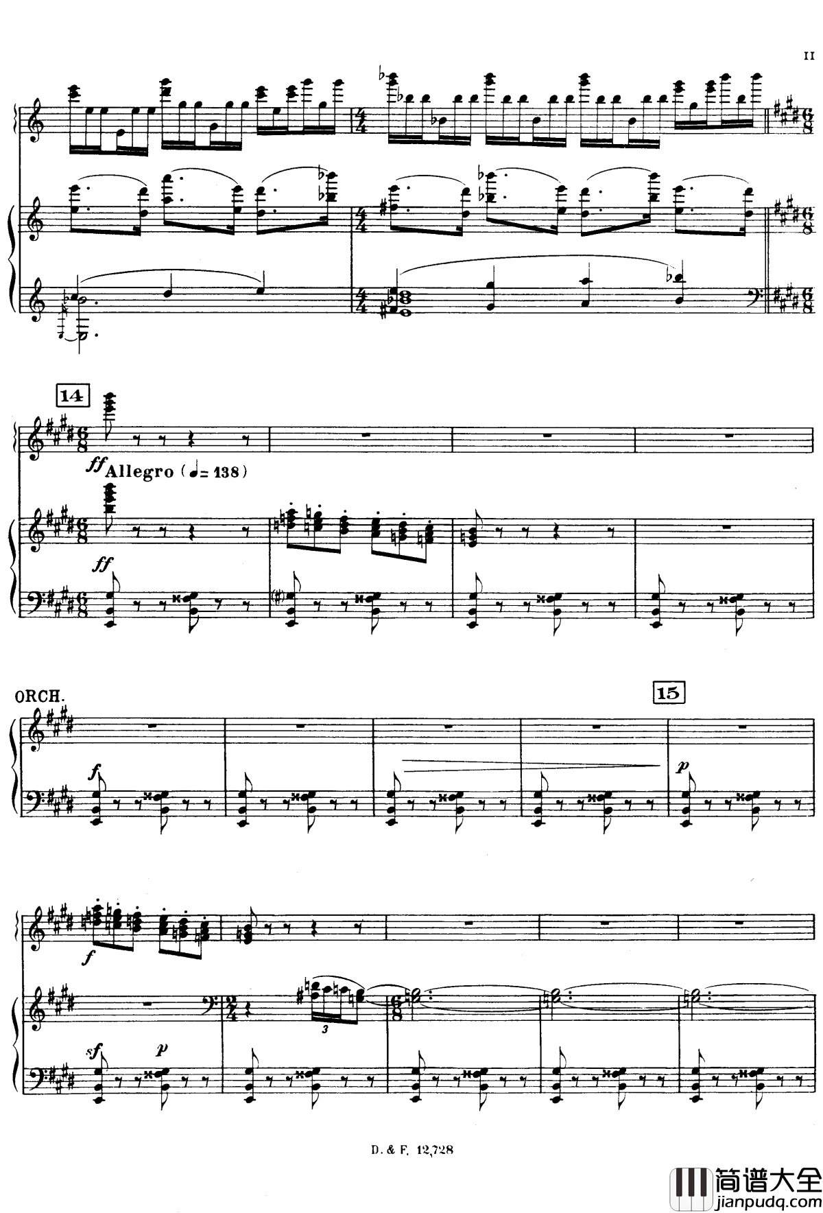 左手钢琴协奏曲钢琴谱_拉威尔_Ravel