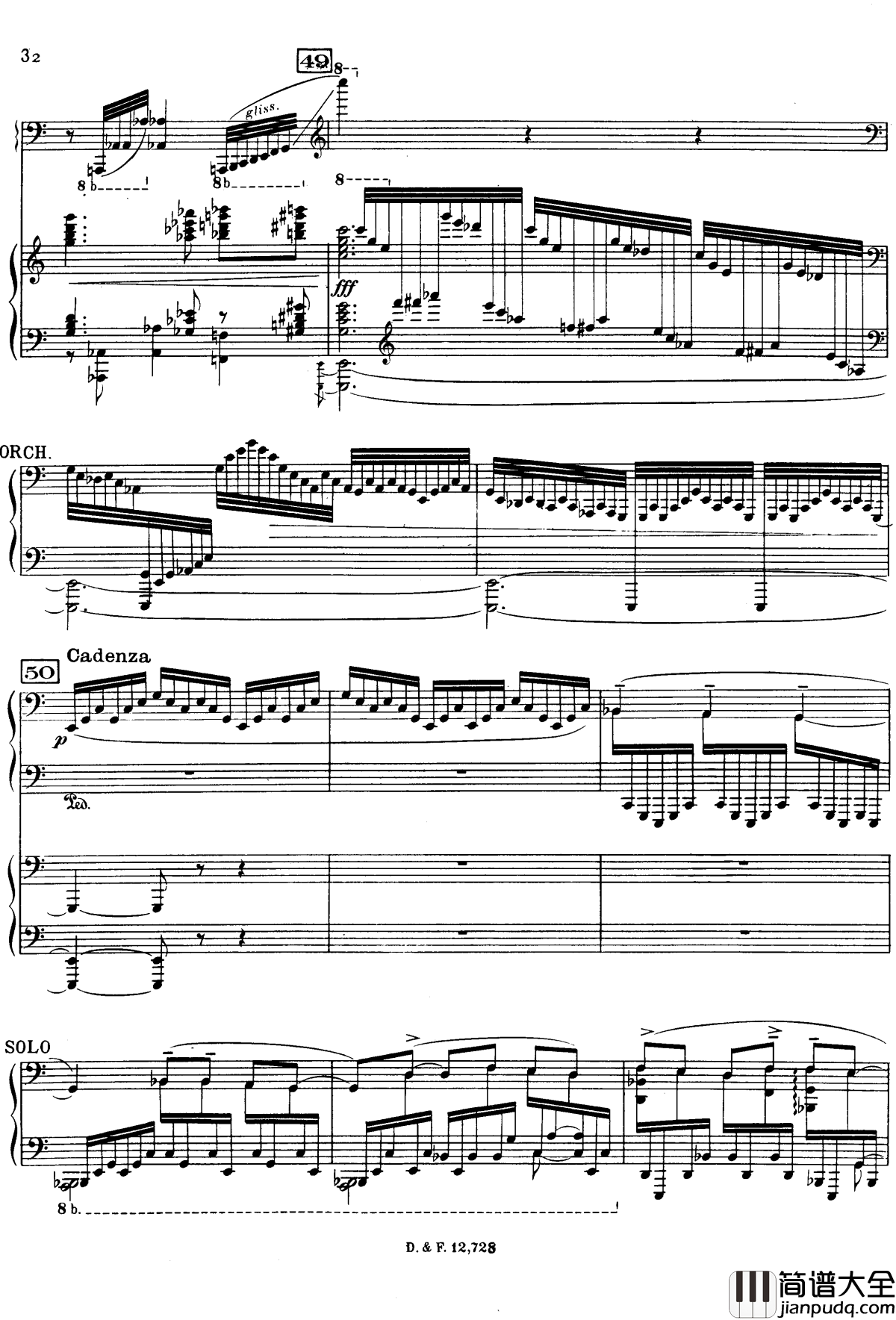 左手钢琴协奏曲钢琴谱_拉威尔_Ravel