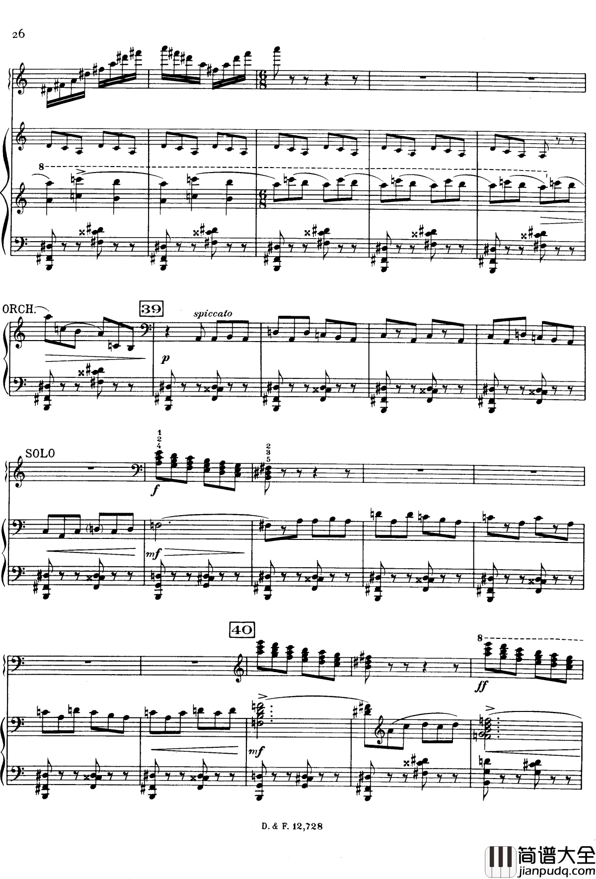 左手钢琴协奏曲钢琴谱_拉威尔_Ravel