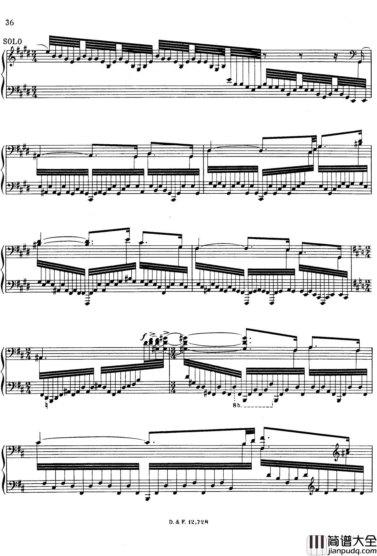左手钢琴协奏曲钢琴谱_拉威尔_Ravel