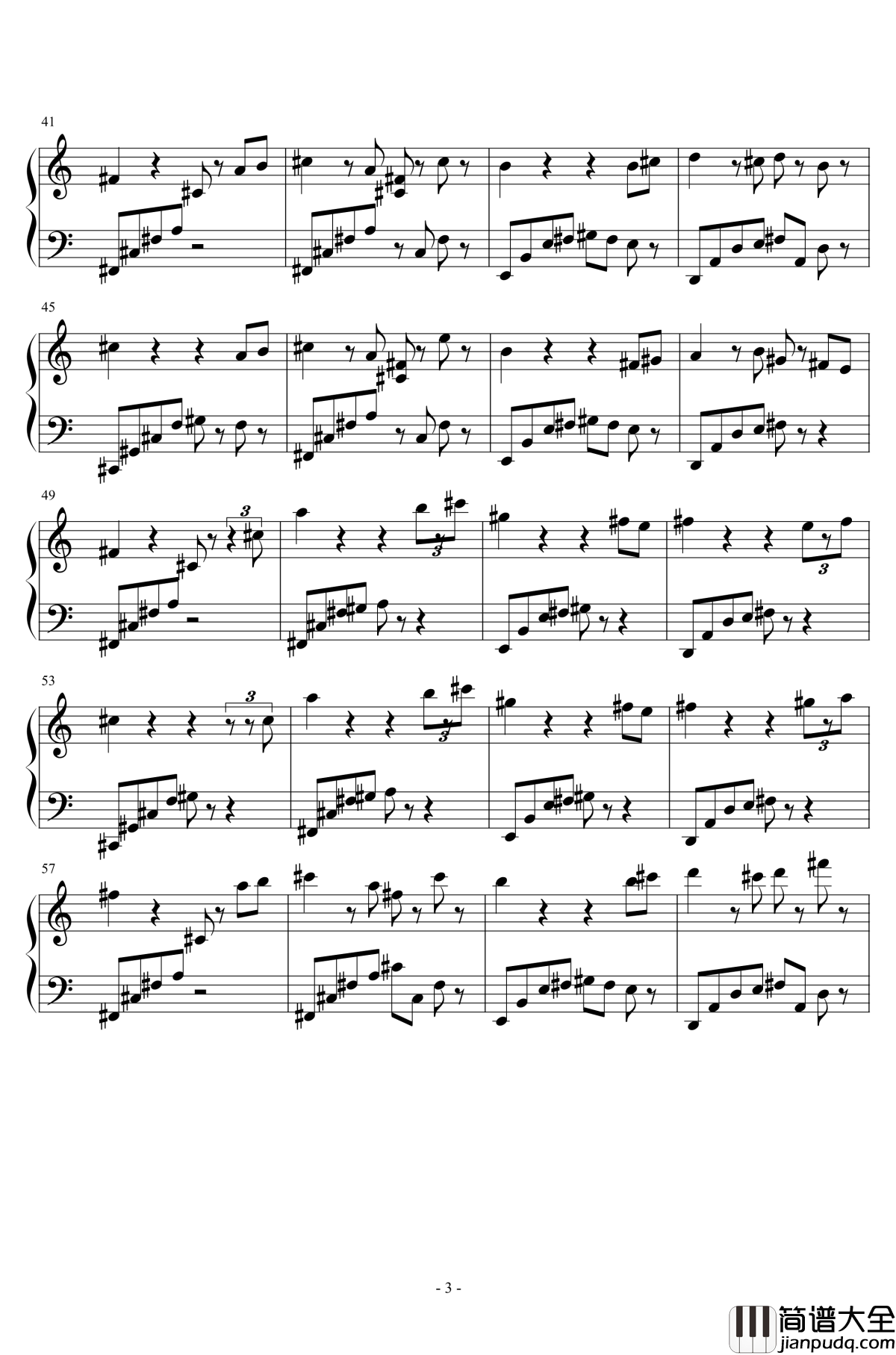 思念钢琴谱_吴振兴