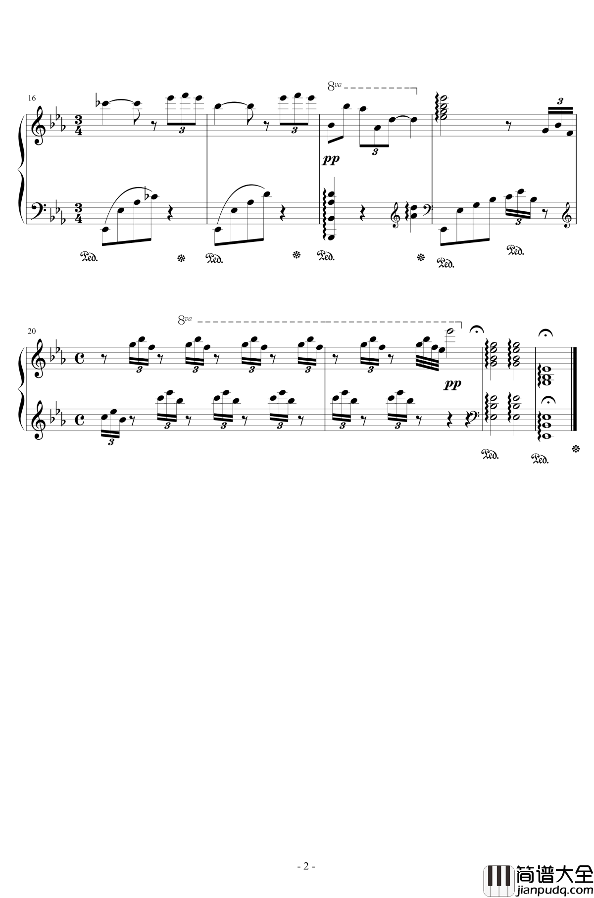 降E大调纪念册的一页钢琴谱_毛五郎
