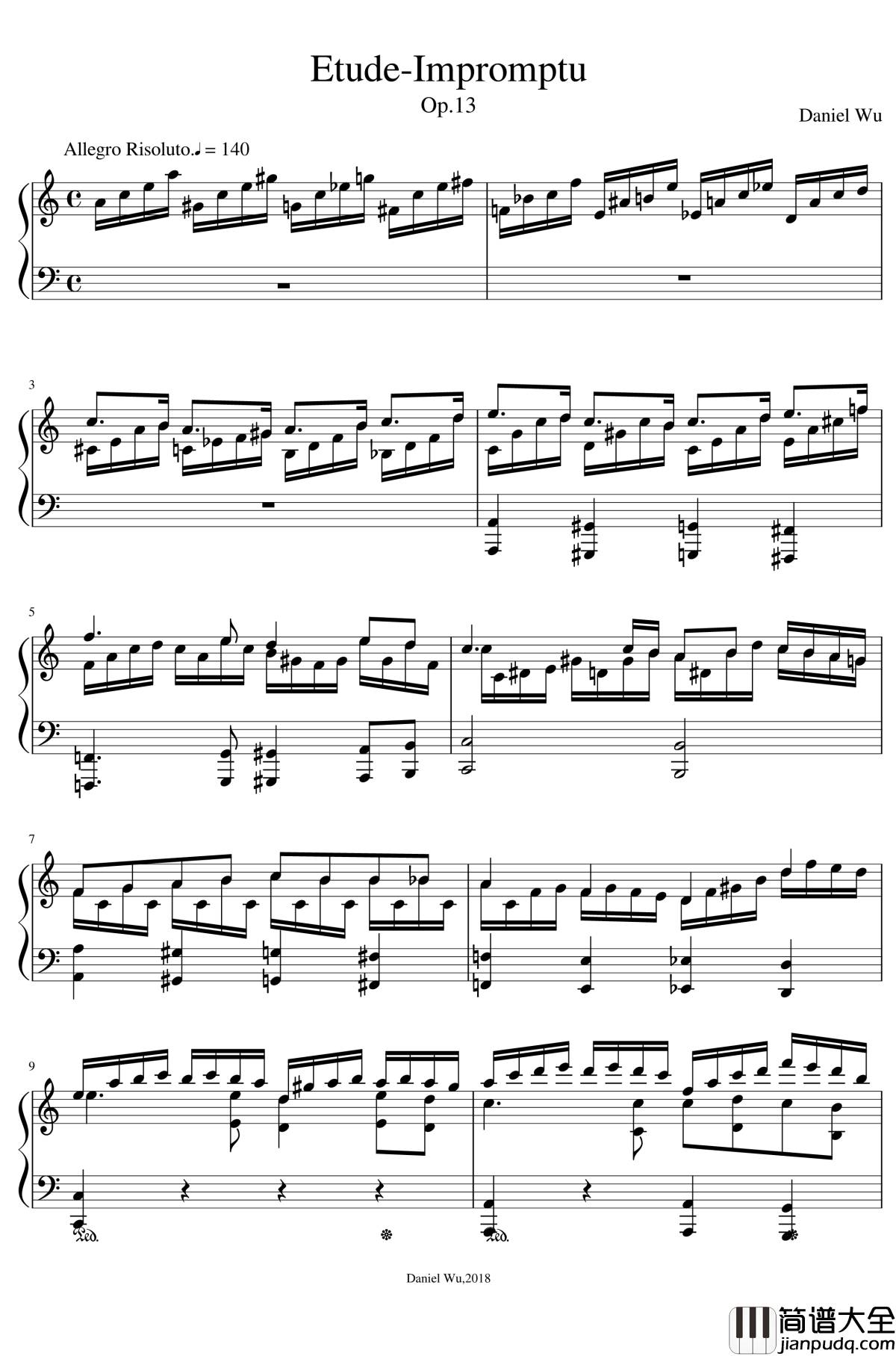 a小调即兴练习曲钢琴谱_DanielInC